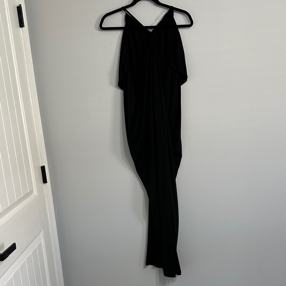 HALARA V Neck, Tie Back, Ruched Black Dress - Picture 3 of 6